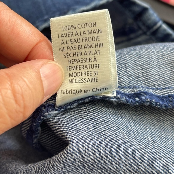 J.O.A Off The Shoulder Denim Mini Dress Size M Raw Neck Trim Blue Exposed Zip - Picture 14 of 14